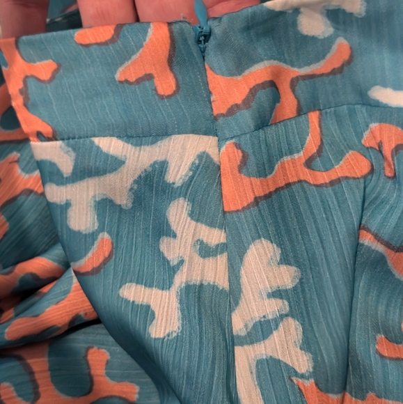 Anthropologie | Maeve A-Line Button Front Midi Skirt Blue Motif Sz US2 EU 34 - Picture 7 of 12